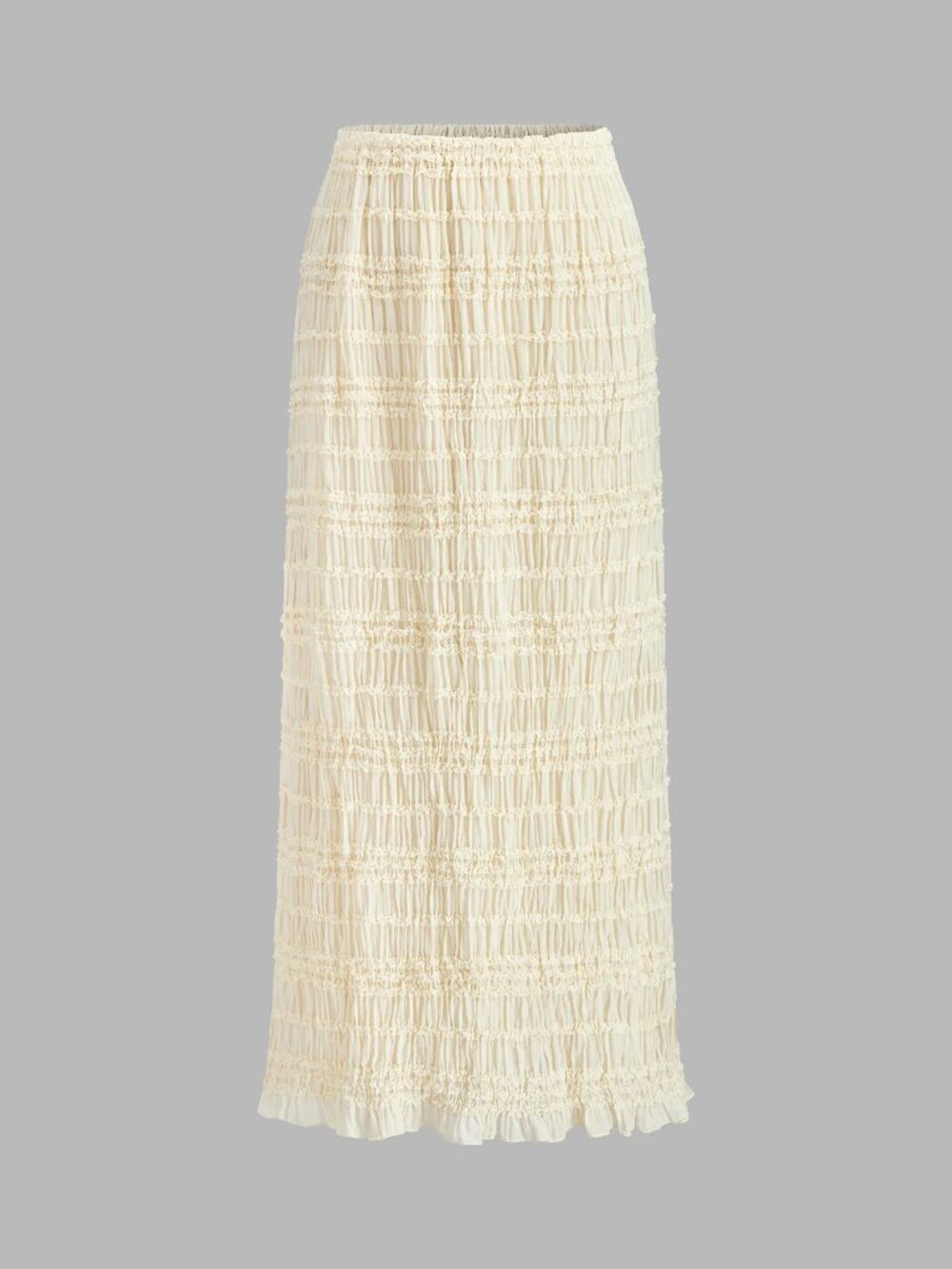 COMMENSE Ivory Ruched Chiffon Ruffled Button Front Blouse Skirt Set, Size XS - Picture 4 of 16